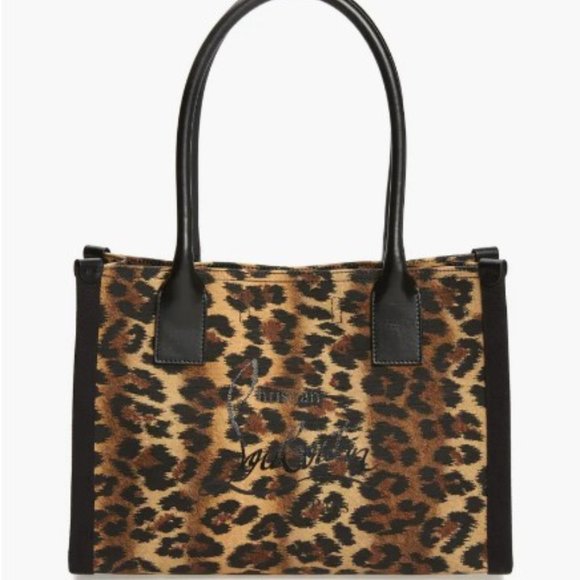 New Christian Louboutin Small Nastroloubi Leopard Print Canvas Tote - Picture 3 of 8